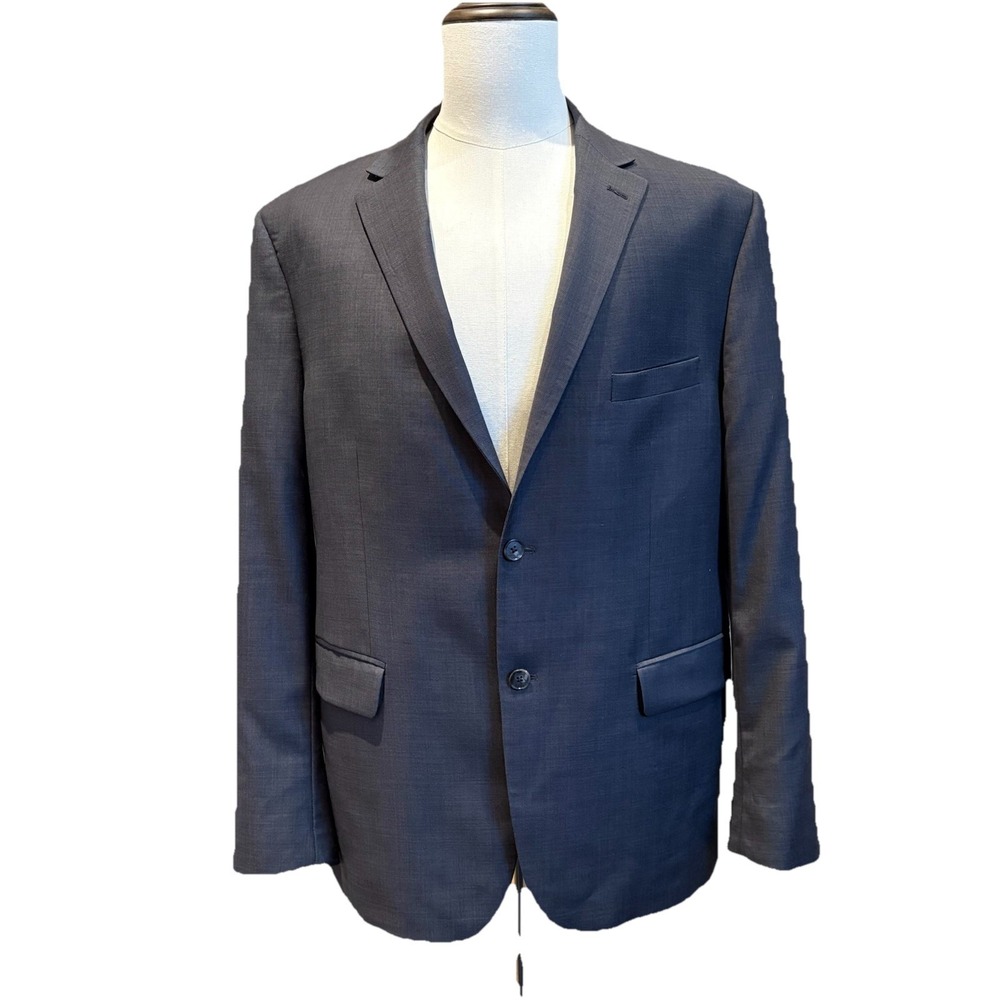 Jos A Bank Traveler Blazer 46R Gray Tailored‎ Fit Modern Lightweight 100% Wool